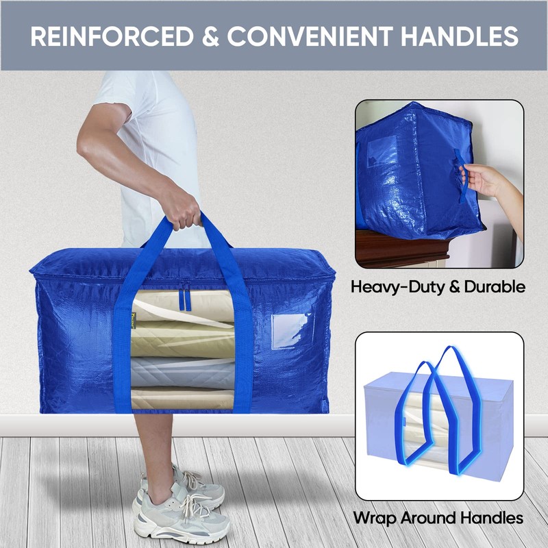 BALEINE 4-Pack Oversized Moving Bags with Reinforced Handles, Heavy-Duty Storage