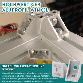 CTCEHL Aluminium Profile Angle, Pack of 10, Aluminium Profile, Mounting Material Angle Connectors, Corner Connectors, Aluminium Angle Mounting Set, for Strut Profile, 3D Printer, CNC, DIY Projects (20