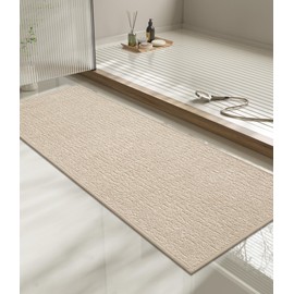 chakme Bathroom Rugs Mat 59x17, Ultra Thin Non Slip Bath Mat Quick Dry Absorbent Bath Mat for Bathroom Floor, (Light Beige, 59"x17")