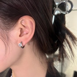 JOLCHIF CZ Huggie Hoop Earrings for Women 14K White Gold Plated Cubic Zirconia Earrings Small Hoop Earrings Fashion Jewellery