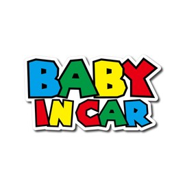 Baby in Car Sticker, Matt Laminated, Waterproof, Lightfast, UV Protection, W 5.3 x H 3.0 inches (135 x 75 mm), Cute