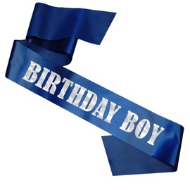 My Pretty Little Gifts Birthday Boy Sash - 16th 18th 21st 30th 40th 50th 60th Party - Happy Birthday Gift - Black Blue Purple (Royal Blue - Silver Text)