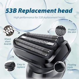 Series 5/6 53B Replacement Head Shaver Head Compatible with Series 5 Shaving Razor Head, Suitable for S5 5020cs 5018s 5035s 5049cs 5050cs 6020s 6040cs 6075cc 6072cc 6090cc.