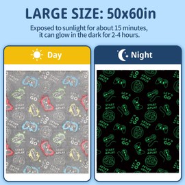 LIFEYJ Glow in The Dark Game Blanket Gifts for Boys, Soft Blanket 3 4 5 6 7 8 9 10 Year Old Boy Gifts, Toddler Boys Toys Age 6-8, Gifts for Boys for Birthday, 50"x60"