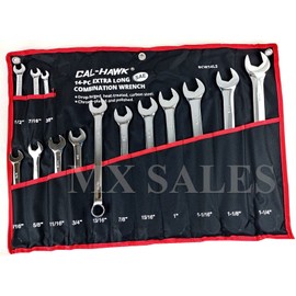 Cal Hawk 14PC EXTRA LONG COMBINATION WRENCH SET SAE CR-V  3/8" - 1-1/4" W/ POUCH