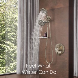 WRISIN Brushed Nickel Shower Faucet Set with Valve, Shower Kit with Valve and 6 Setting Shower Head, Bathtub Shower Head and Faucet Set