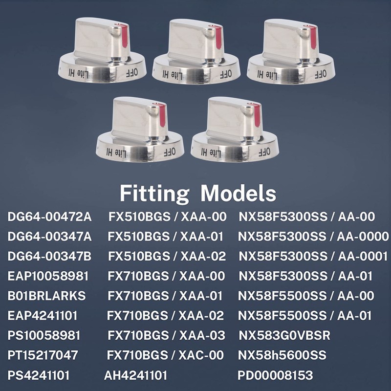 5Pcs Gas Stove Knob Cover Control Dial Knobs Stainless Steel