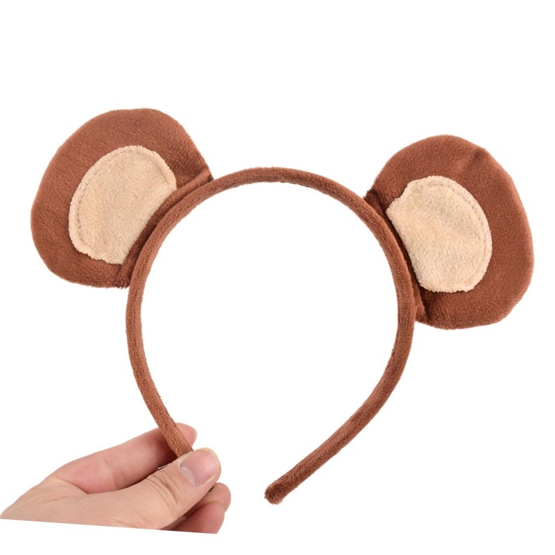 Lurrose Monkey Ears Headband Tail Cosplay Animal Accessories Soft Comfortable