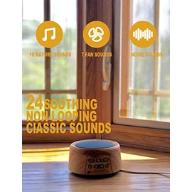 DOUNI Douni Sleep Sound Machine - White Noise Machine with 27 Non-Looping Soothing Sounds for Sleeping & Relaxation, 3 Timer Settings,Sleep Therapy for Kid, Adult, Home,Office,Nursery Room,Travel.Wood Grain