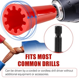 2Pcs Wire Twister Tool, Wire Twisting Spinner, Wire Nut Driver with 1/4" Chuck, Wire Connector Socket, Wire Cap Nut Twister for Wire and Man Drill (Red)