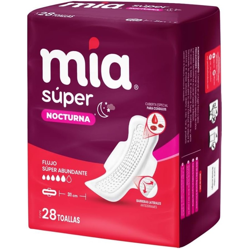 Toalla Femenina Mia Super Noctura 31 cm 28 pzas