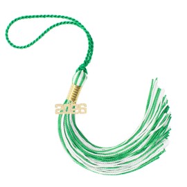 2026 Kelly/White Graduation Tassel - Every School Color Available -Made in USA