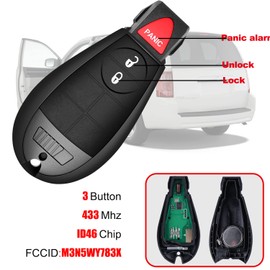 Keyless Entry Remote Control fit for 2008 2009 2010 2011 2012 Dodge Ram Journey Challenger Grand Caravan Jeep Grand Cherokee Commander Chrysler Town and Country (Set of 2)