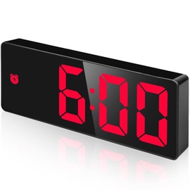 Reloj Despertador Digital,relojes despertador LED para dormitorio, Reloj de Alarma Digital con función de repetición yEspejo,Temperatura, 12/24 H, Fecha,Despertador Electronico con Puerto de Carga USB