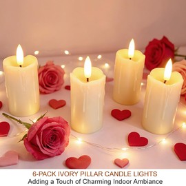 HOME MOST 6-Pack Ivory Votive Candles with 10-Key Remote & Timer - Realistic LED Wick & Drips Flickering Candle Lights - Battery Operated Indoor Decorative Lights - Festival Party Home Decor