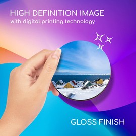 1 x Round Coaster - Nuuk City Greenland Ice Landscape Cork Backed MDF Glossy Tea Coffee Accessory #21949