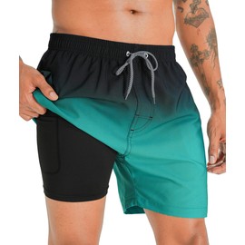 APTRO MK125 S Men's Swimming Trunks, Board Shorts, Short Quick-Drying Beach Shorts with Mesh Lining, Black