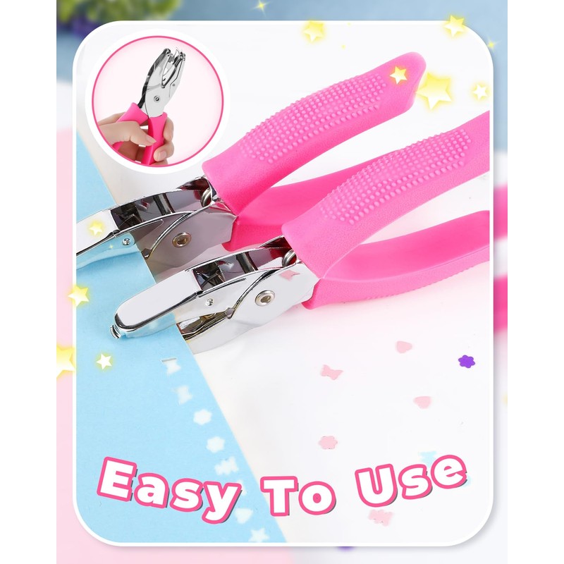 6pcs Mini Hole Punch - Flower,Heart,Star,Circle,Bear,Butterfly Hole Puncher