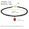 MOKAVIKY 25 Fruit 3D Strawberry Pendant Necklace with Black Bead