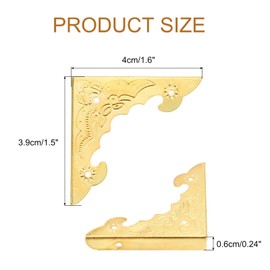 sourcing map 30pcs Vintage Corner Protector 1.6"x1.5"x0.2" Decorative Metal Edge Corner Protectors Brackets with Mounting Nails for Box Wooden Case Chest Table Desk Yellow