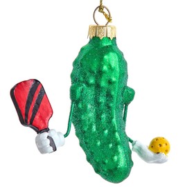 The Bridge Collection 3" Glass Pickleball Ornament - Pickel Ball Christmas Ornaments - Sport Ornaments for Pickleball Players Ornaments