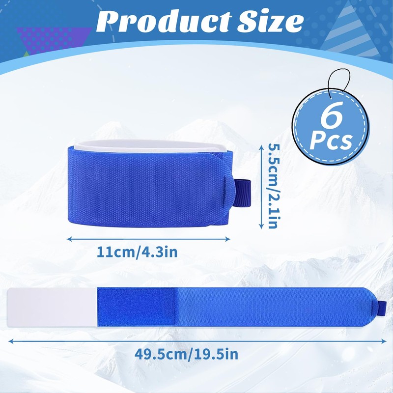 6-Pack Ski Tie Straps - Adjustable Ski Carry Bands with