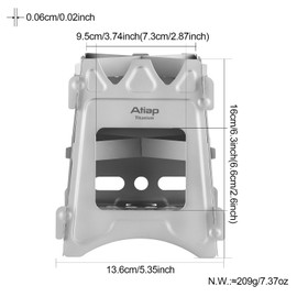 ATiAP Ultralight Titanium Wood Burning Stove Outdoor Camping Multi-Fuels Alcohol Stove BBQ Stove WS009ST-Ti (Multifunctional Wood Burning Stove)