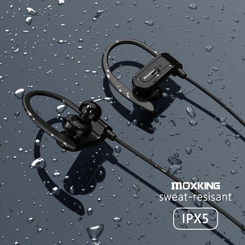 MOXKING Wired Earphone with Microphone Volume Control Ear Hook and