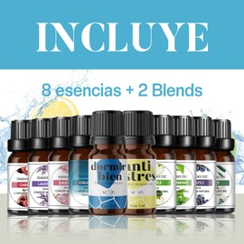 Tucorresi Difusor de Aceites Esenciales - 550 ML Humidificador para Aromaterapia de Control Remoto 7 Colores Led Aplicable a Humidificador Familia Sala y Dormitorio (10 Aceites Esenciales)