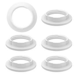 VILHTL 6 Piece Lampshade Reducer Ring E27 Screw Collar Ring 40MM, Lampshade Fittings E27 for Table Lamp, Ceiling Lights, Plastic Screw Bulbs Lamp Holder Twist Lock Socket Replacement RingWhite