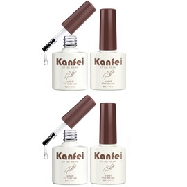 kanfei Gel Nail Top Coat, Base Coat, 1.2 fl oz (32 ml) (Top Coat x 2 x 0.3 fl oz (8 ml) & 2 Base Coats 0.3 fl oz (8 ml) x 2), Non-Wiping, No Wiping, Large Capacity, UV/LED Compatible