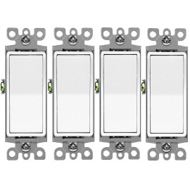 Unbranded 4 Sets 3-Way Light Switch Rocker  15AMP 120V, Decorator On/Off Single Pole White