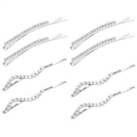8PCS Rhinestone Bobby Pins Rhinestone Silver Metal Hair Clips Crystal Hair Clips Sparkling Hair Accessories for Brides Girls 2 Styles