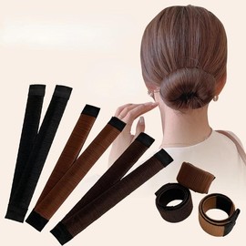 Magic Bun Maker French Twist DIY Tool Synthetic Wig Donuts Bud Head Bands Ball Made Hair Band Hair Accessories Haircare Heatless - Color: Dark Brown  1Pcs