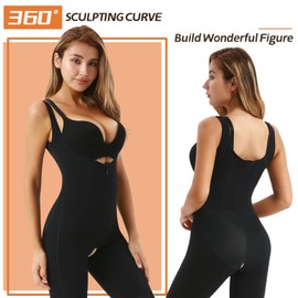 MUEE Shapewear Bodysuit for Women Tummy Control Seamless Sculpting Butt Lifting Body Shaper Open-Bust Thigh Slimmer, Black, X-Large