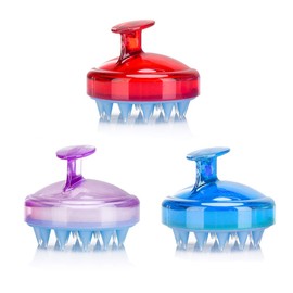 Shampoo Brush Hair Scalp Massage Brush Scalp Care Hair Cleaning Shower Soft Silicone Comb for Men Women Kids and Pet Hair Deep Cleaning by INVODA (Red+Blue+Purple 3 PCS)