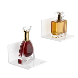 Sezanrpt 4 Inches White Small Wall Shelves Set of 2, Acrylic Small Floating Mini Shelf for Speaker, Plants, Digital Clock, Security Cameras, Heavy Duty, 2 Pack