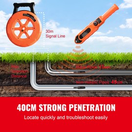 Happybuy Pipe Blockage Detector, 100ft/30m Waterproof Locator, for PVC, Plastic, Metal Pipes