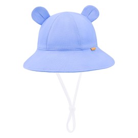 POMIJIAN Toddler Sun Hat Girls UPF 50+ Baby Bucket Hats Boy Soft Summer Hat Cute Beach Cap (CA/US, Age, 12 Months, 24 Months, Blue-Purple)