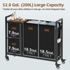 Hoctieon 4 Section Laundry Cart, 52.8 Gal. (200L) Laundry Hamper