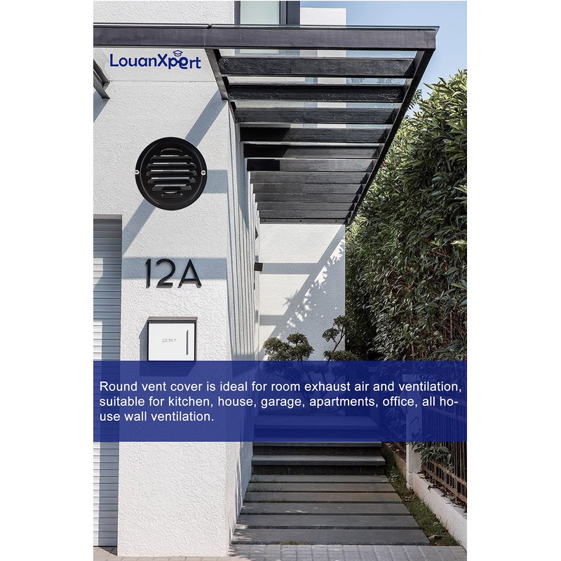 4 Inch Black Soffit Vent Cover, Louanxpert Stainless Steel Round