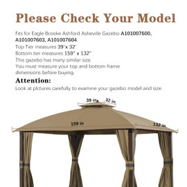 SCOCANOPY Gazebo Replacement Cover Compatible with 10X12 Eagle Brooke Soft Top Model A101007600, A101007603, A101007604,(Khaki)