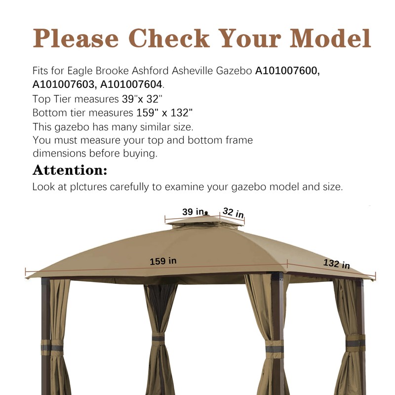 SCOCANOPY Gazebo Replacement Cover Compatible with 10X12 Eagle Brooke Soft