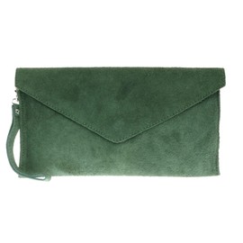 Girly Handbags Womens Genuine Italian Suede Leather Envelope Clutch Bag Wedding Purse Handbag Crossbody Bag Large Green