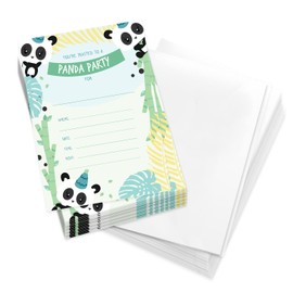 Desert Cactus Panda Happy Birthday Invitations Invite Cards (25 Count) With Envelopes Boys Girls Kids Party (25ct) Style 3