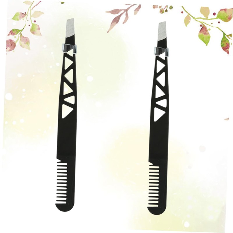 Baluue 2pcs Dual-use Eyebrow Trimmer Tweezers Makeup Accessories for Precision