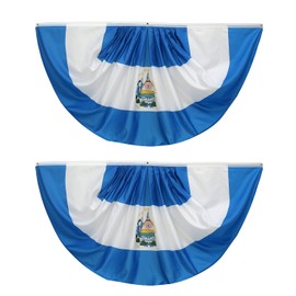 El Salvador El Salvadoran Pleated Fan Flag Bunting 3 x 6 Ft El Salvador Pleated 2 Pcs Fan Flag Banner IndoorOutdoorFront Porch Decorations, El Salvador Half Fan Flag Patriotic Holiday decorations,