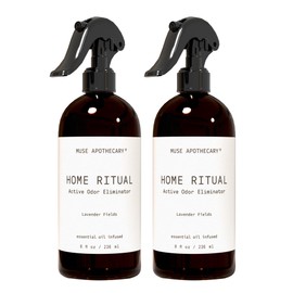 Muse Apothecary Home Ritual Active Odor Eliminator Spray - Furniture Deodorizer Spray & Bathroom Odor Eliminator for Home - Essential Oil Air Freshener - 8oz, Lavender Fields