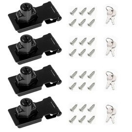 I-EASYDWW 2.5 Inch Keyed Hasp Lock for Cabinets & Small Doors, Twist Knob Design, Heavy Duty Zinc Alloy with Chrome-Plated Iron, Includes Keys & Screws - Black, 4 Pack