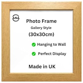 Modern 30x30cm Picture Frame In Multiple Colors & Sizes 30x30 Wooden Frames With Perspex Front & Wall Hanging Hooks - Poster Frames White Black Oak (Oak)